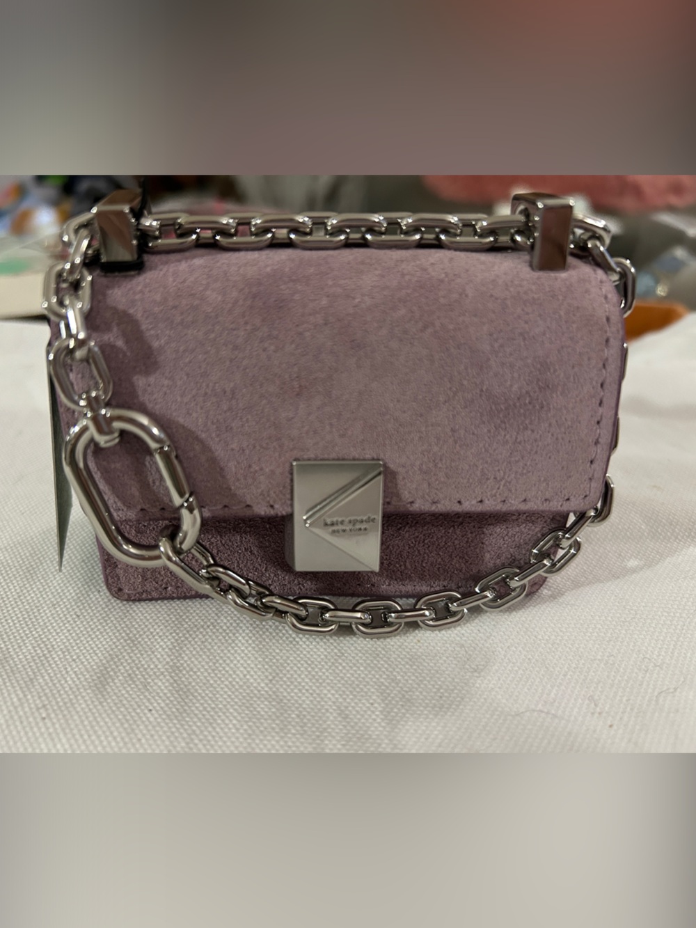 kate spade Lavender Suede Mini Chain Shoulder Bag- Bag Charm